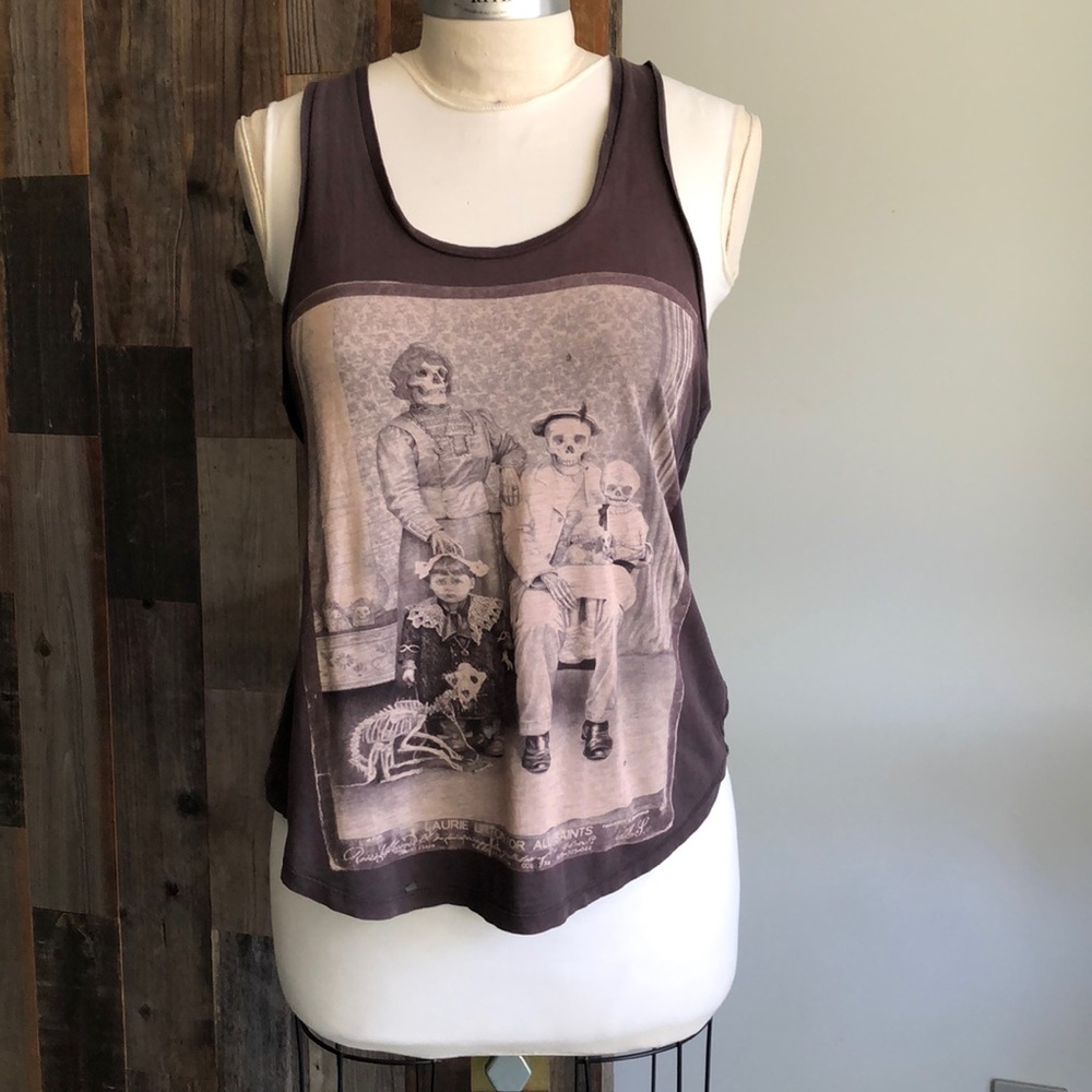 All Saints Laurie Lipton Skull Family Photo Tank / Vest UK 10